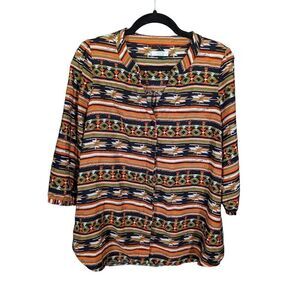 Jade 3/4 Length Sleeve Aztec Print V-Neck Women's M/L